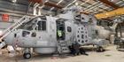 A Merlin is prepared for Crowsnest in 820 NAS hangar