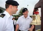 NA Tom Smith and NA Neil McOaut ring HMS Heron’s bell, 1st Lt, Lt Cdr Pamela Breach in background