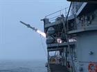 Harpoon missile is launched from HMS Westminster