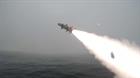 Harpoon missile is launched from HMS Westminster