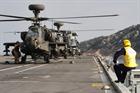 Army Apache and Navy Merlin helos on Illustrious near Corsica