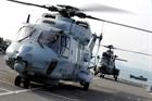 French NH90 and AS532 Cougar on the deck of HMS Bulwark.