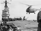 Whirlwinds taking the first men of 45 Cdo into Port Said from HMS THESEUS