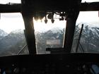 Sub Lt Dan Howes’ view of the mountains from inside the aircraft the cockpit