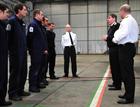 Admiral Stanhope chats with the officers from 849 NAS and the maintainers of the Sea king squadron