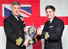 Lieutenant James Hume receiving the a Trophy for Best Student on Basic Observers course