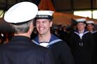 NA2 (AH) Paul Quick sharing a joke with Commander Flying at Culdrose Cdr Peter Munro-Lott